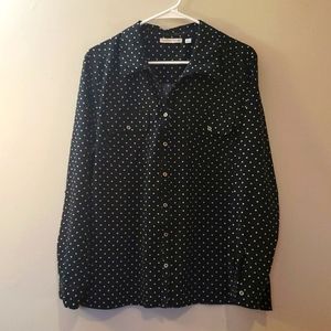 Notations Polka Dot Button Down Dress Shirt Size Large